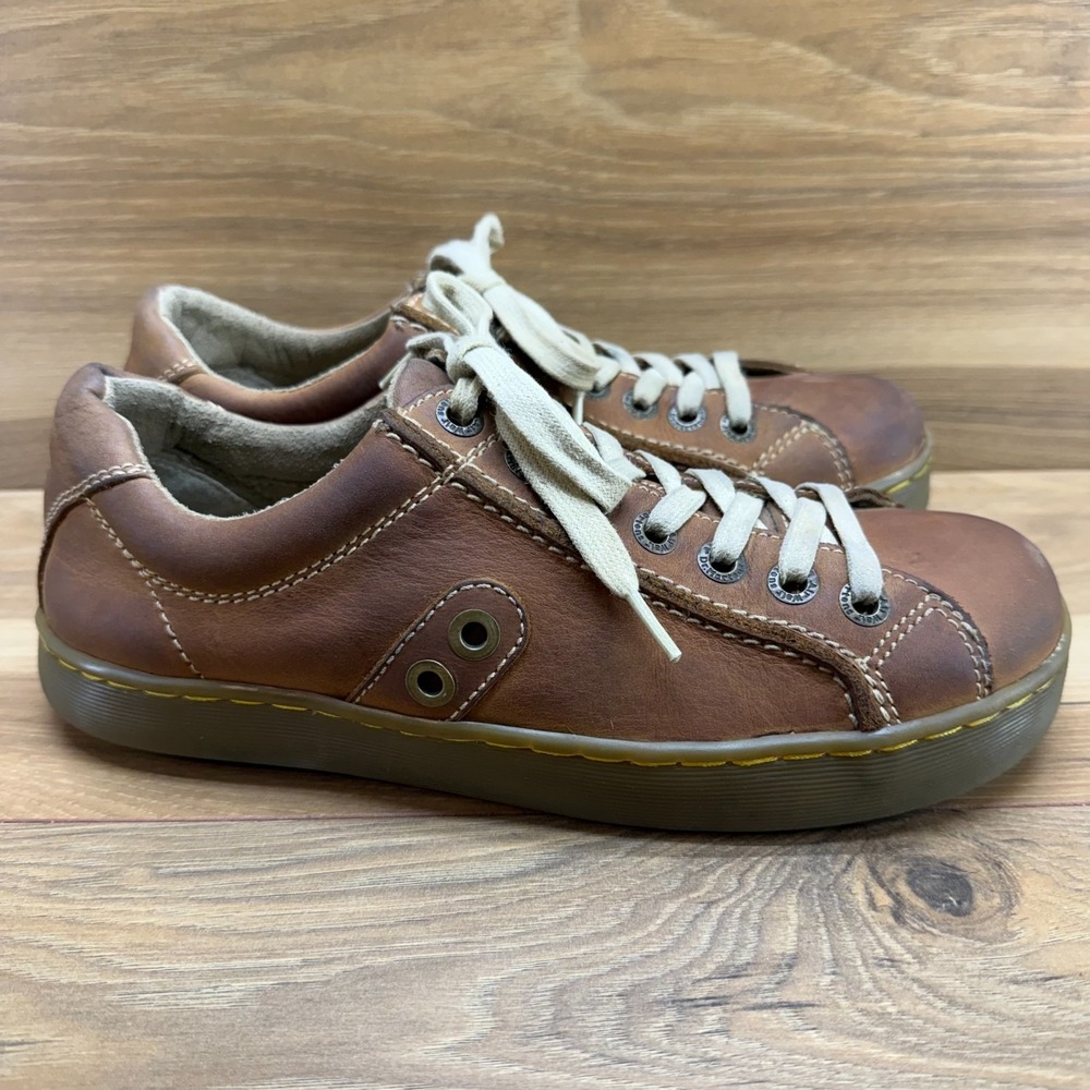 Dr Martens Vintage Casual Low Sneakers Mens 8 Tan Brown Leather Square Toe Y2K